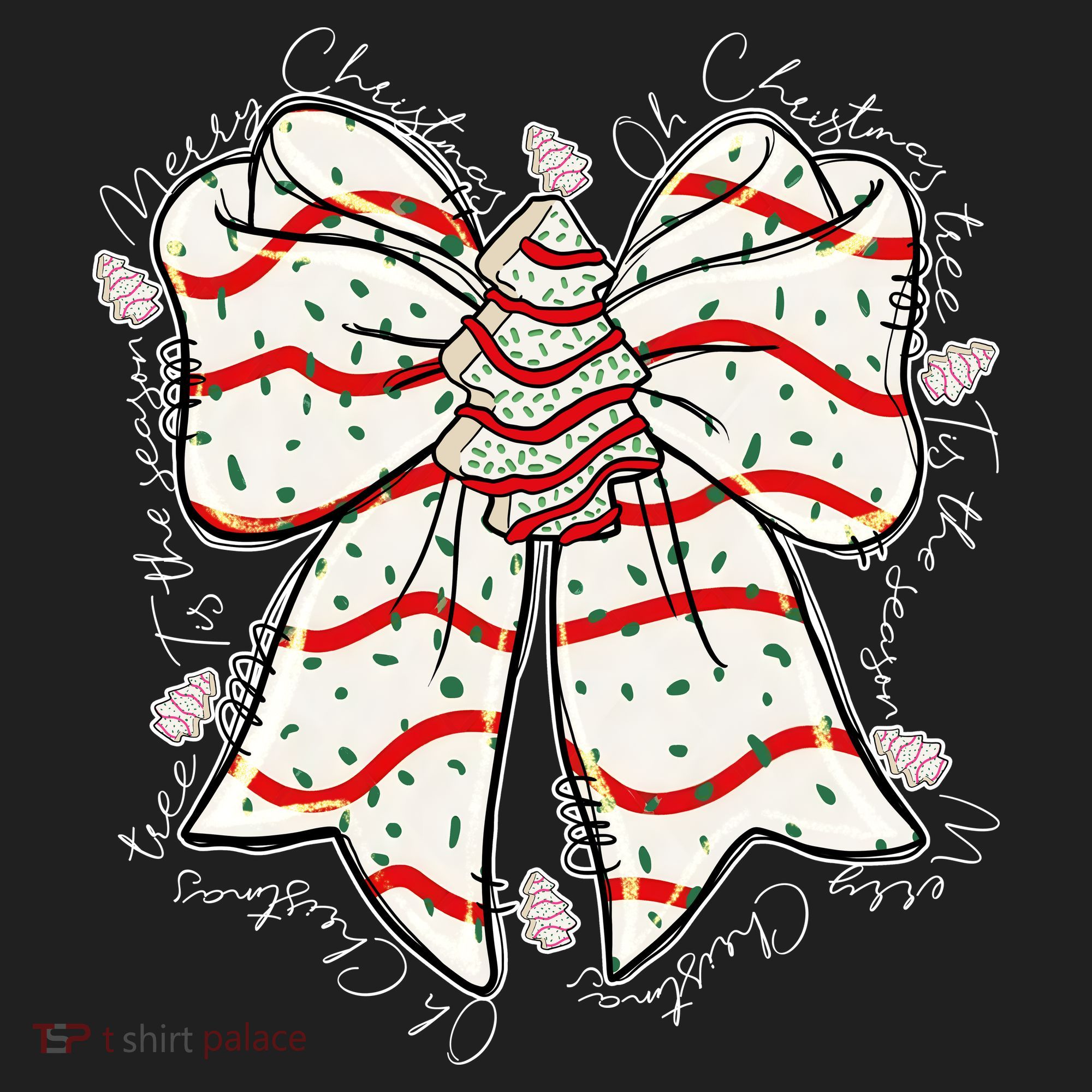 Cute Coquette Christmas Tree Cake Ribbon Bow  Golf Towel