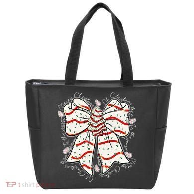 Cute Coquette Christmas Tree Cake Ribbon Bow  Tote Bag