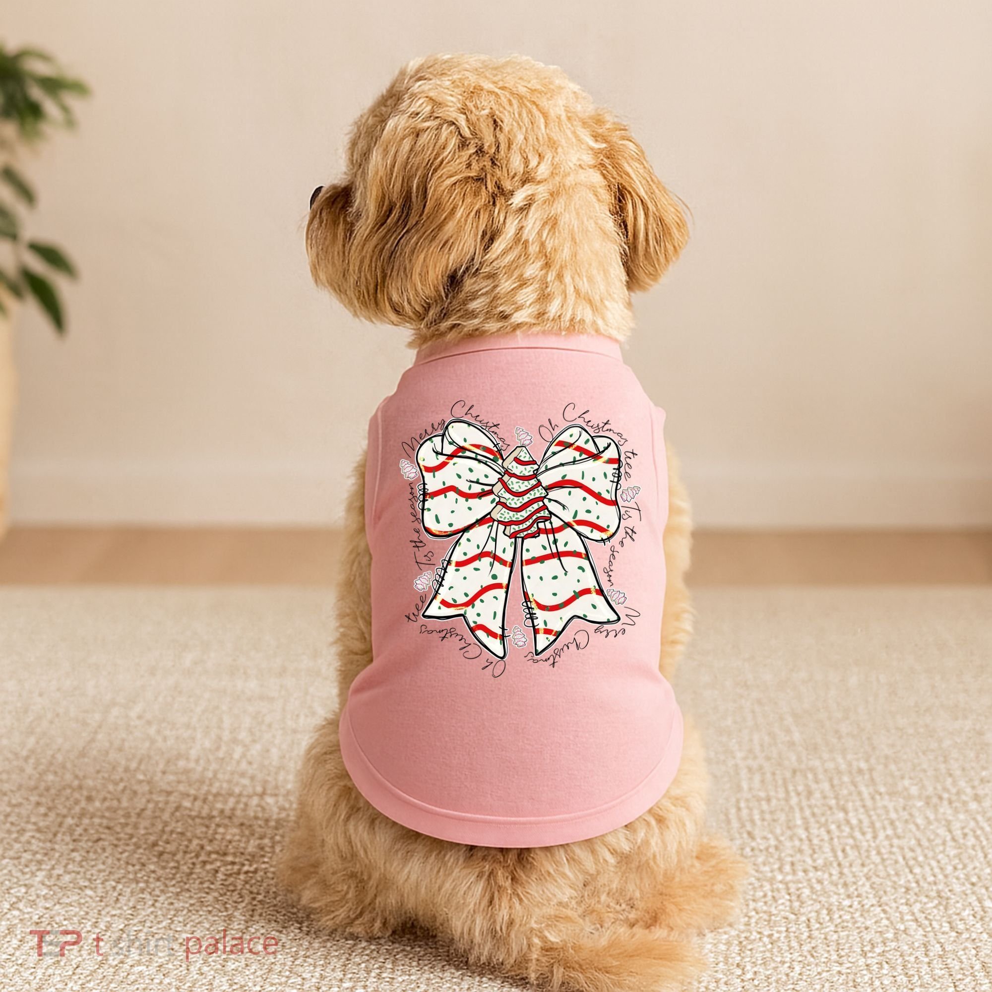 Cute Coquette Christmas Tree Cake Ribbon Bow  Doggie Tank