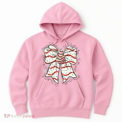 Cute Coquette Christmas Tree Cake Ribbon Bow  Hoodie
