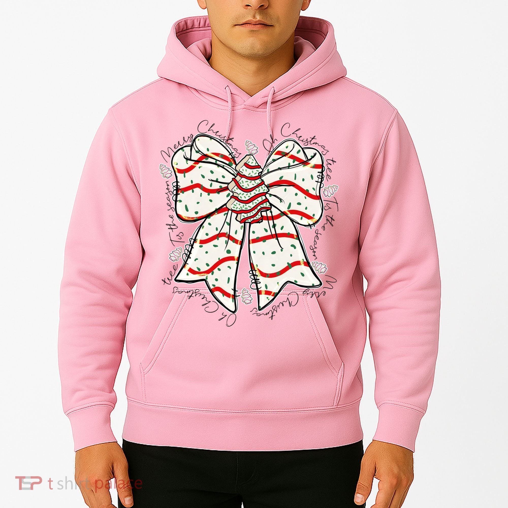 Cute Coquette Christmas Tree Cake Ribbon Bow  Hoodie