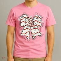 Cute Coquette Christmas Tree Cake Ribbon Bow  T-Shirt thumb 3