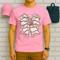 Cute Coquette Christmas Tree Cake Ribbon Bow  T-Shirt thumb 6