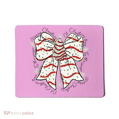 Cute Coquette Christmas Tree Cake Ribbon Bow  Mousepad