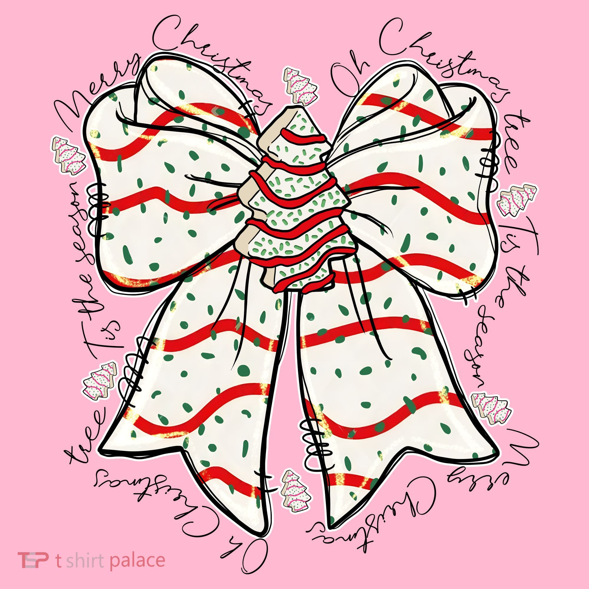 Cute Coquette Christmas Tree Cake Ribbon Bow  Mousepad