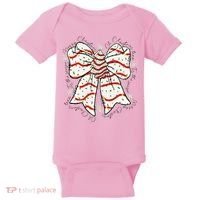 Cute Coquette Christmas Tree Cake Ribbon Bow  Baby Bodysuit thumb 0