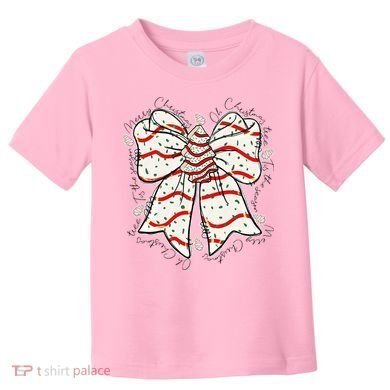 Cute Coquette Christmas Tree Cake Ribbon Bow  Toddler T-Shirt