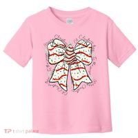 Cute Coquette Christmas Tree Cake Ribbon Bow  Toddler T-Shirt thumb 0
