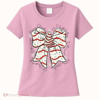 Cute Coquette Christmas Tree Cake Ribbon Bow  Women's T-Shirt