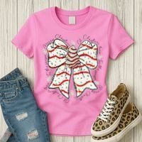 Cute Coquette Christmas Tree Cake Ribbon Bow  Women's T-Shirt thumb 3