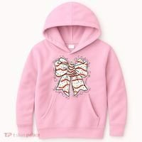 Cute Coquette Christmas Tree Cake Ribbon Bow  Kids Hoodie thumb 0