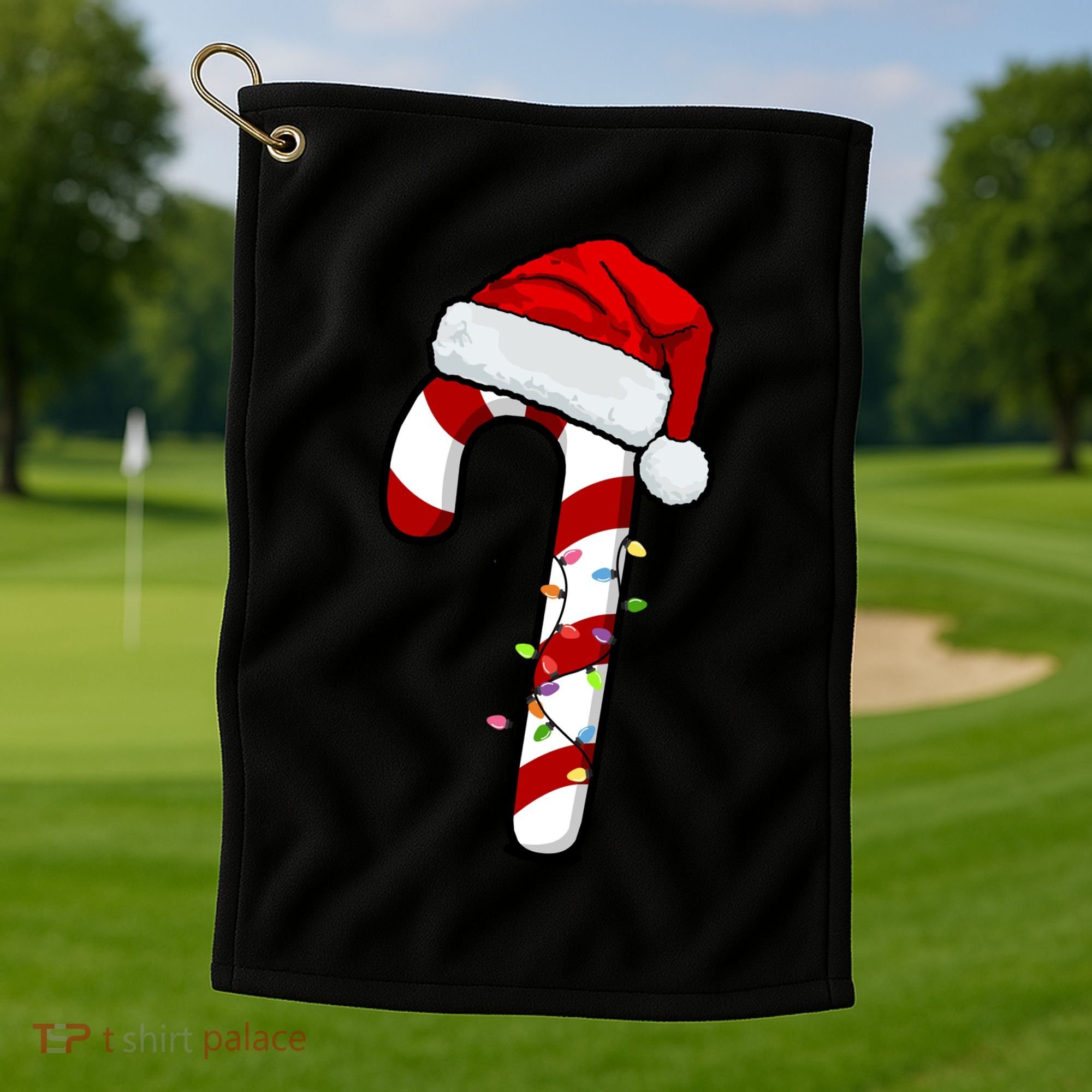 Christmas Candy Cane Holiday Golf Towel