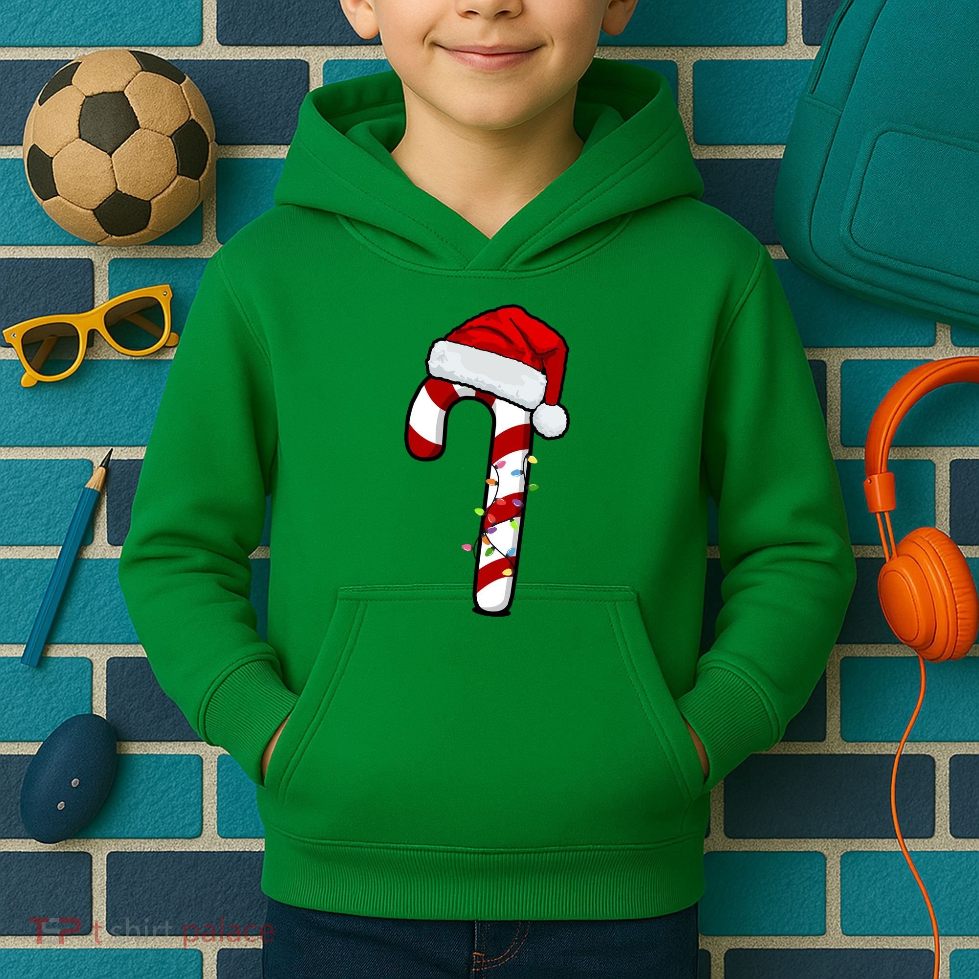 Christmas Candy Cane Holiday Kids Hoodie