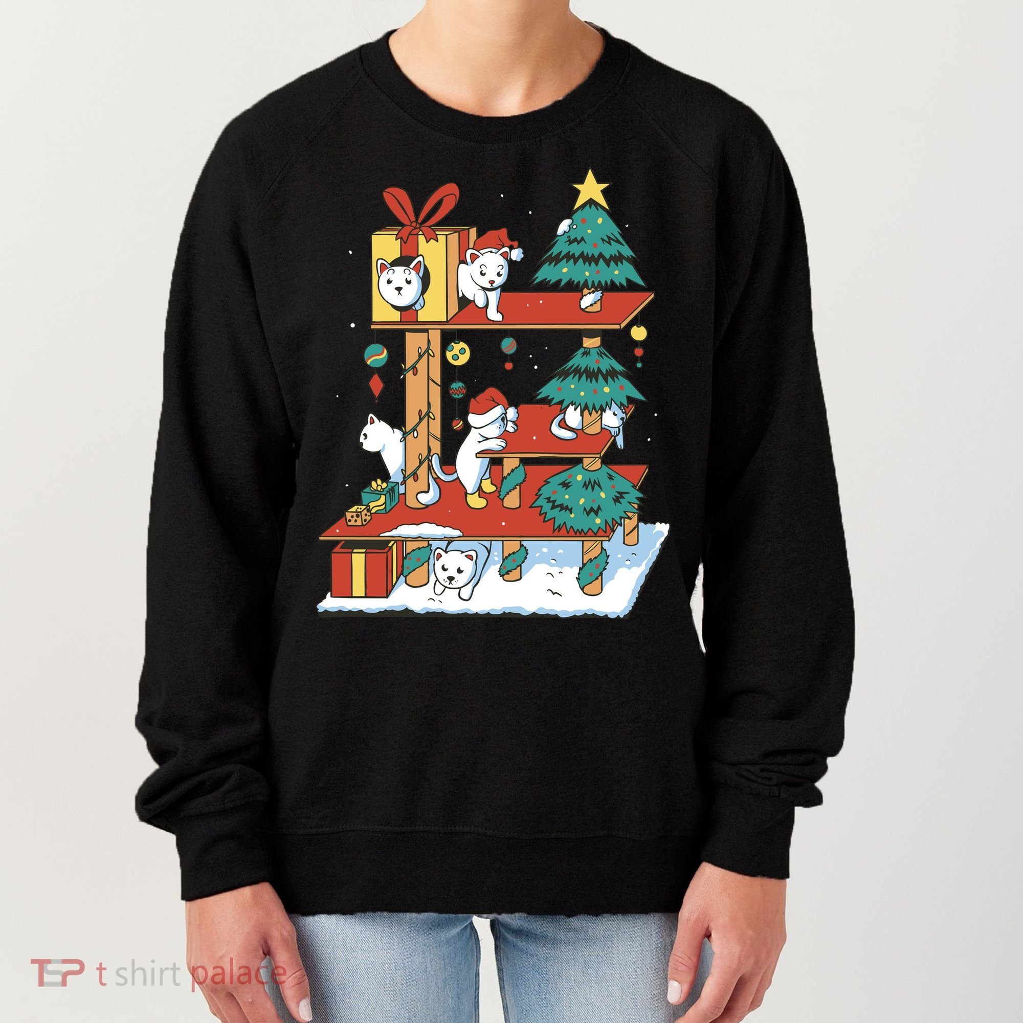 Cathouse Christmas Cat Tree Women's Sweatshirt