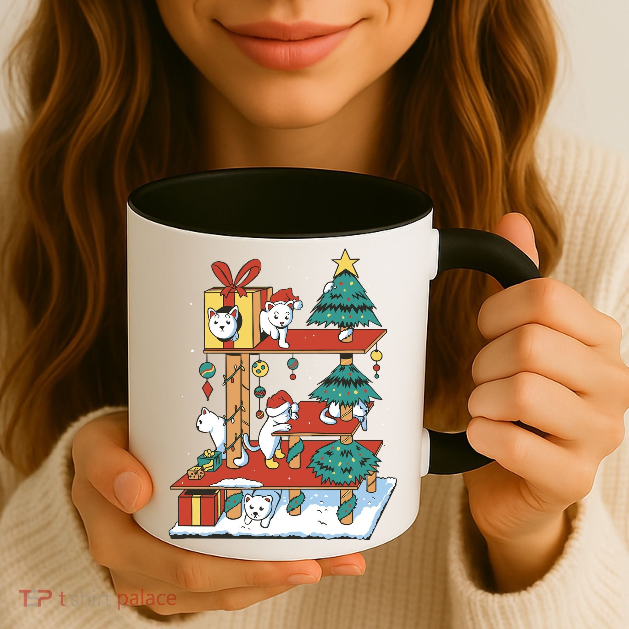 Cathouse Christmas Cat Tree Coffee Mug