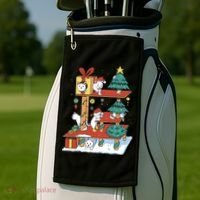Cathouse Christmas Cat Tree Golf Towel thumb 2