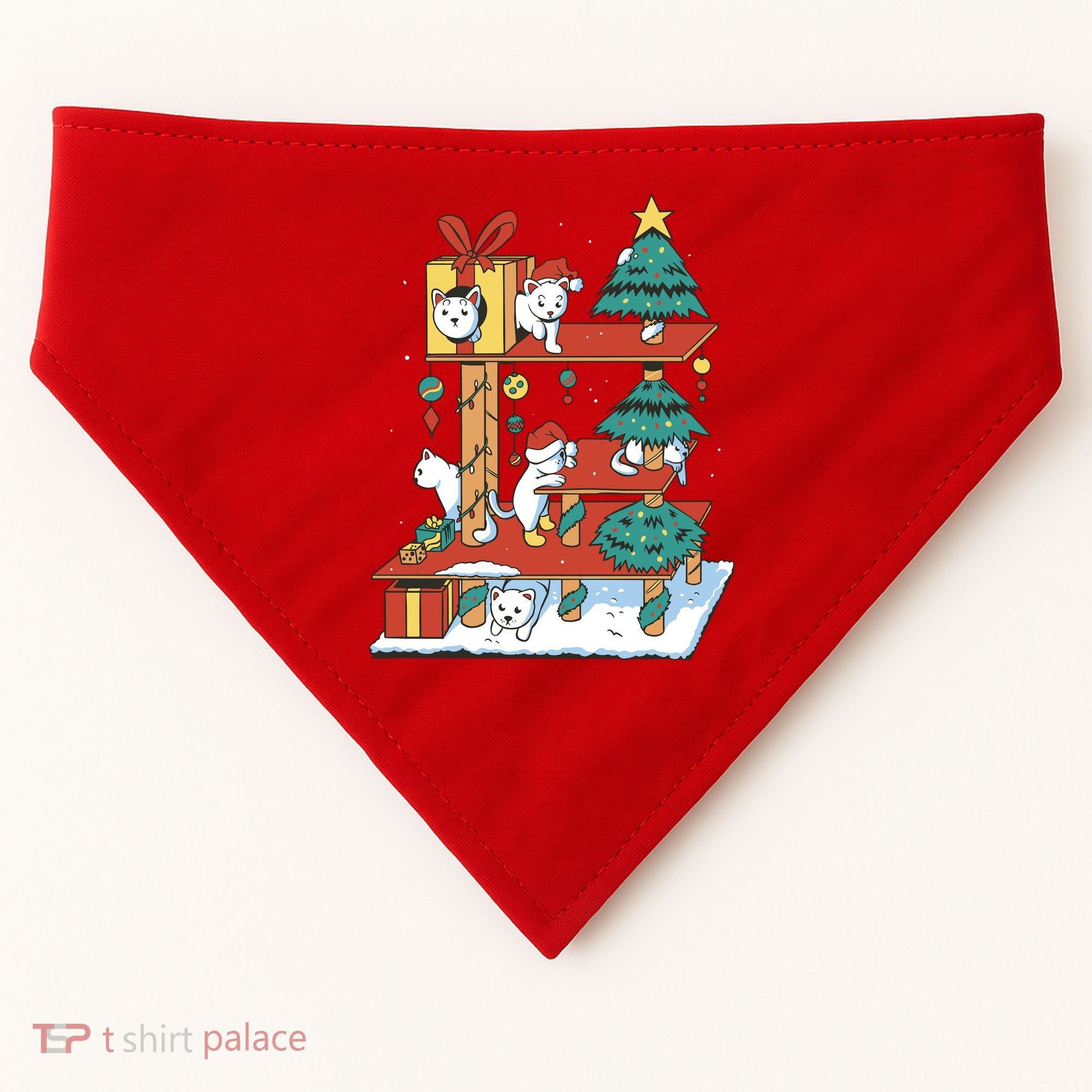 Cathouse Christmas Cat Tree USA-Made Doggie Bandana