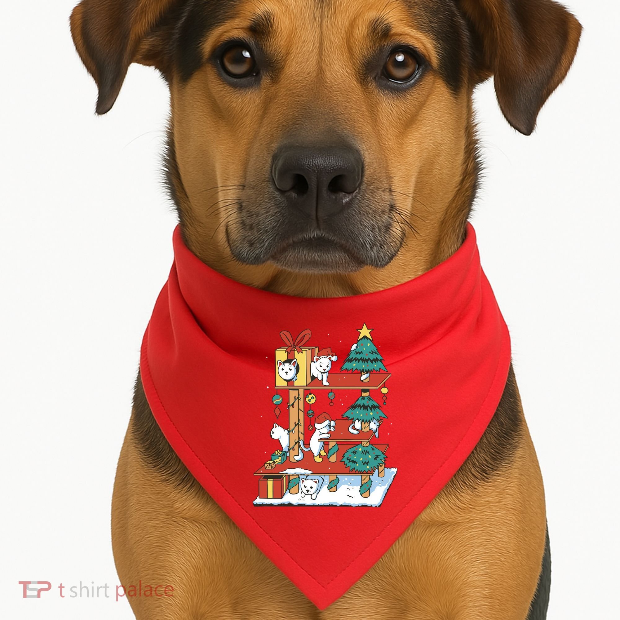 Cathouse Christmas Cat Tree USA-Made Doggie Bandana