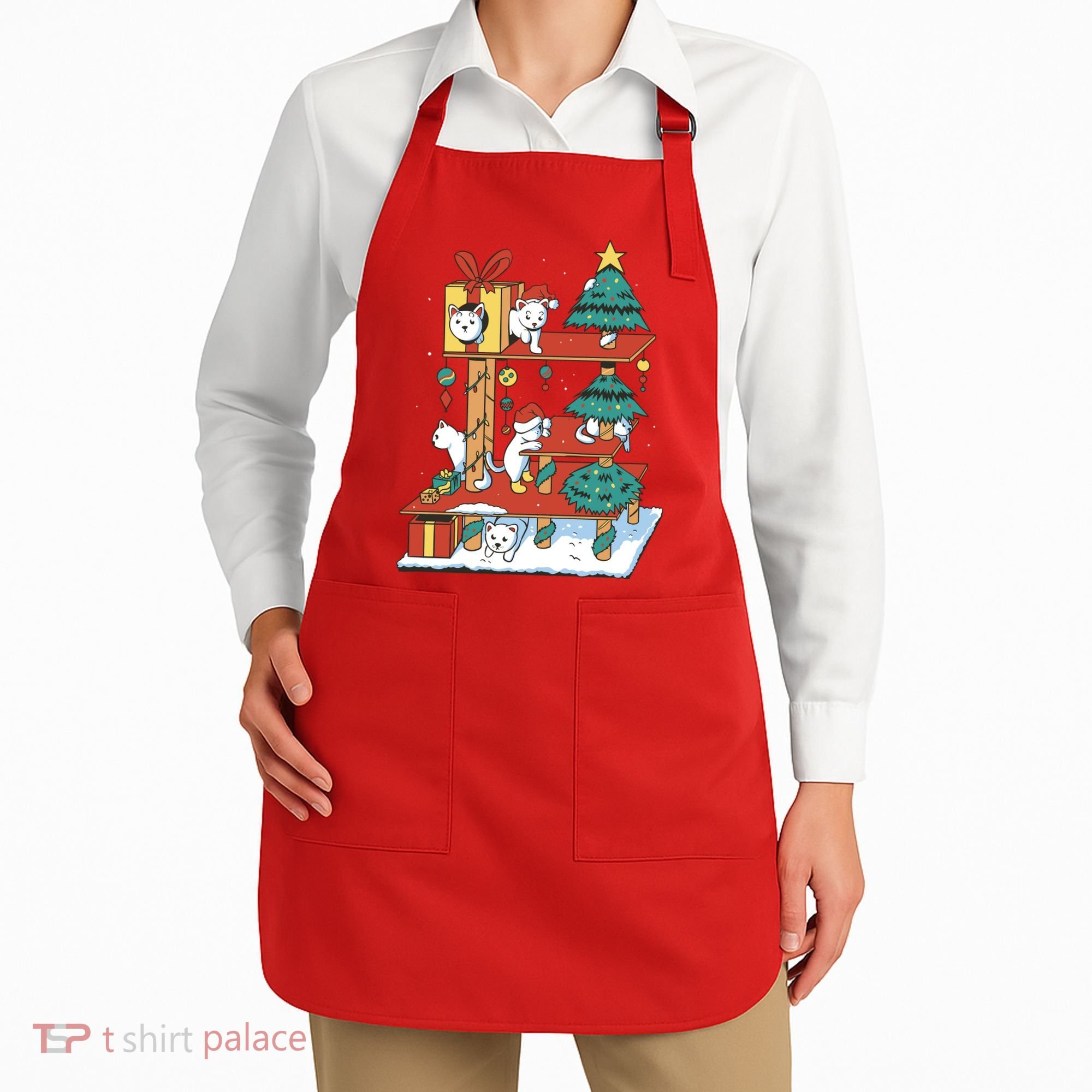 Cathouse Christmas Cat Tree Apron