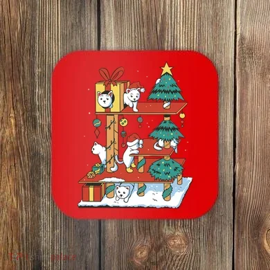 Cathouse Christmas Cat Tree Coaster