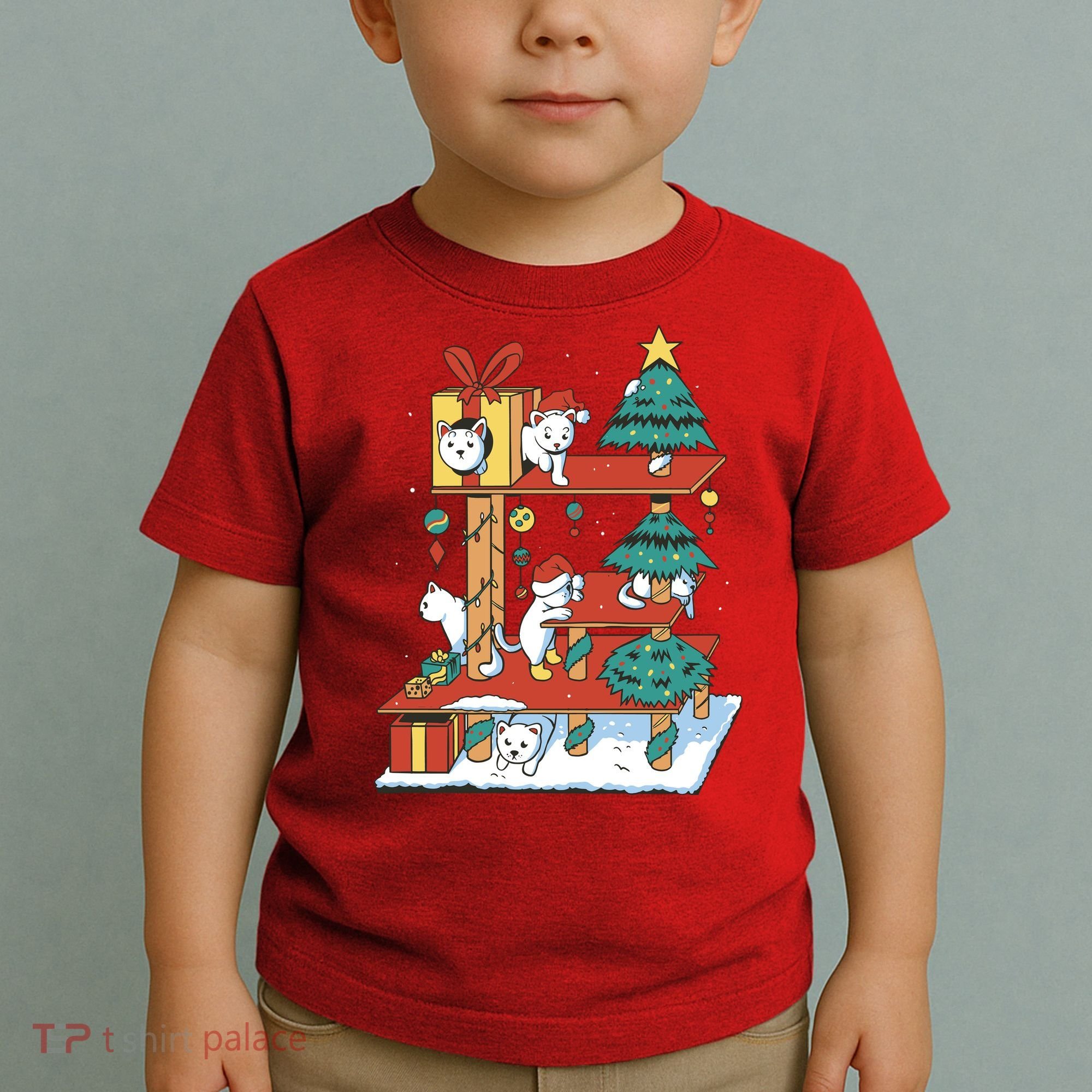 Cathouse Christmas Cat Tree Toddler T-Shirt