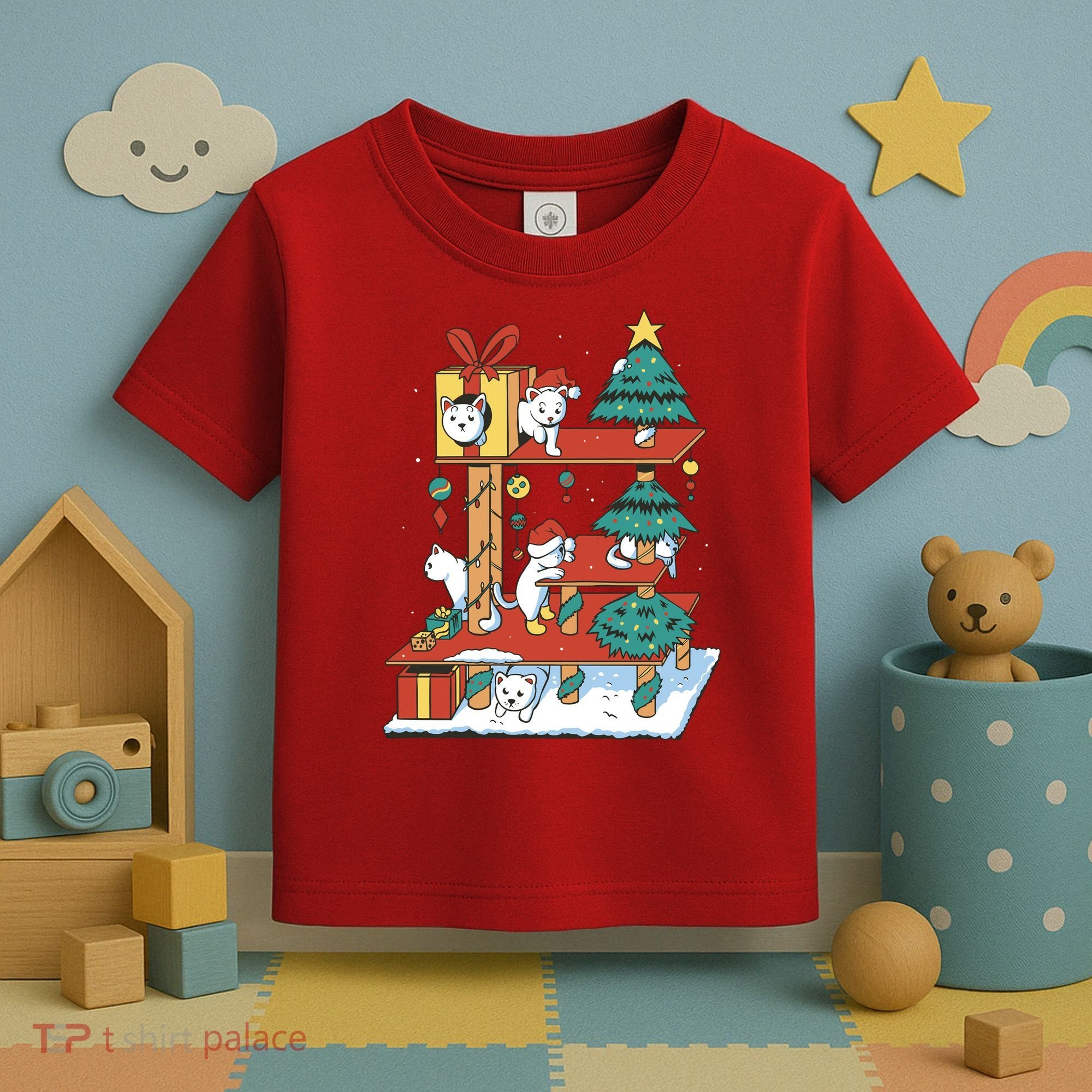 Cathouse Christmas Cat Tree Toddler T-Shirt