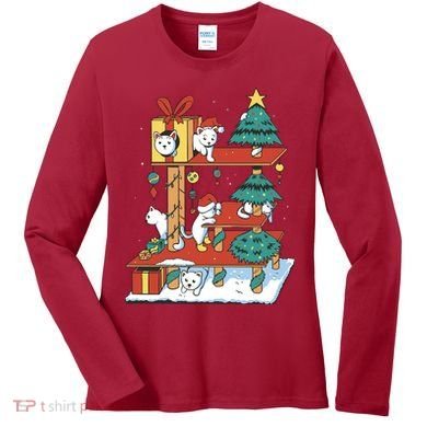 Cathouse Christmas Cat Tree Women's Long Sleeve Shirt