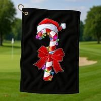 Cute Christmas Candy Cane Golf Towel thumb 1
