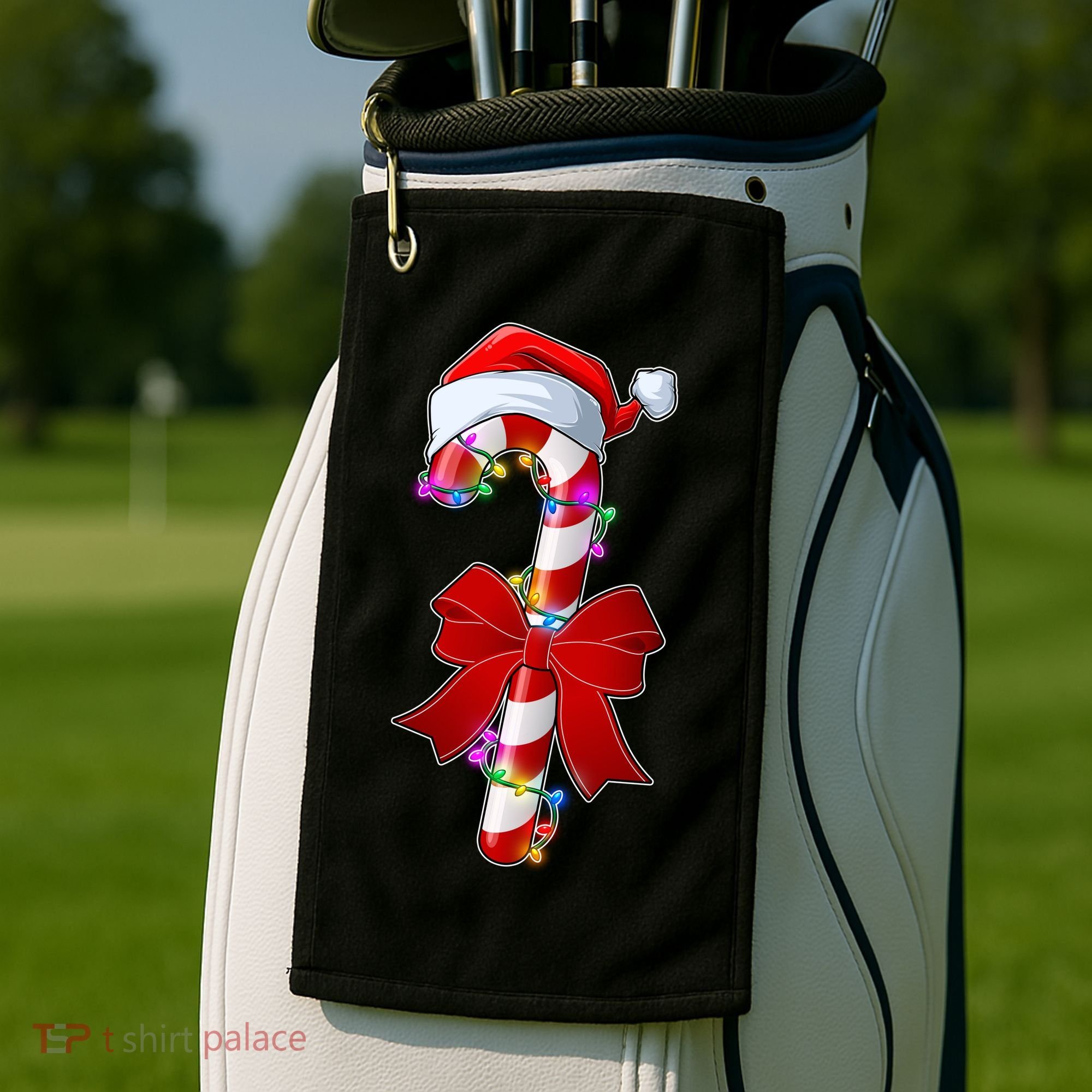 Cute Christmas Candy Cane Golf Towel