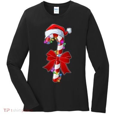 Cute Christmas Candy Cane Women's Long Sleeve Shirt