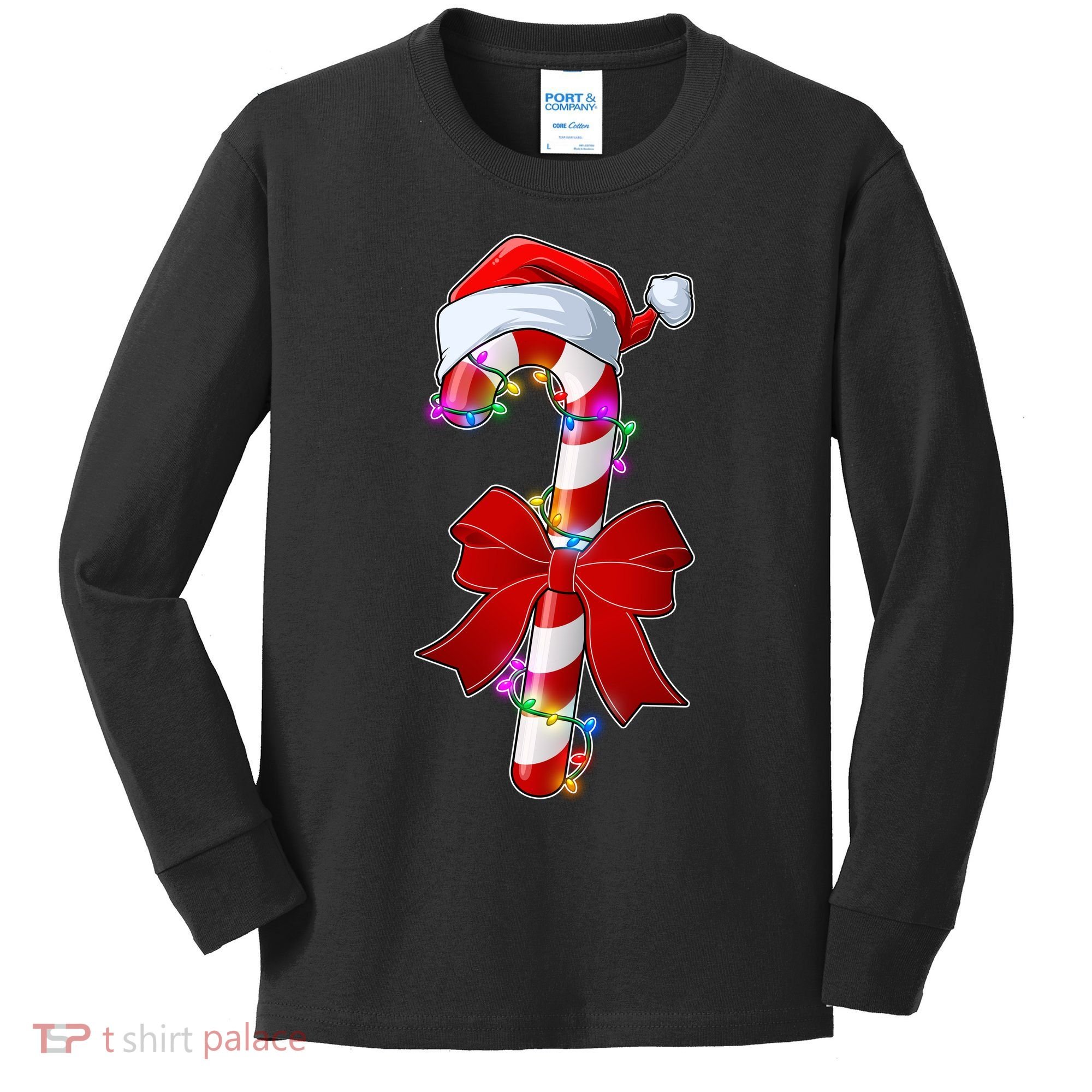 Cute Christmas Candy Cane Kids Long Sleeve Shirt