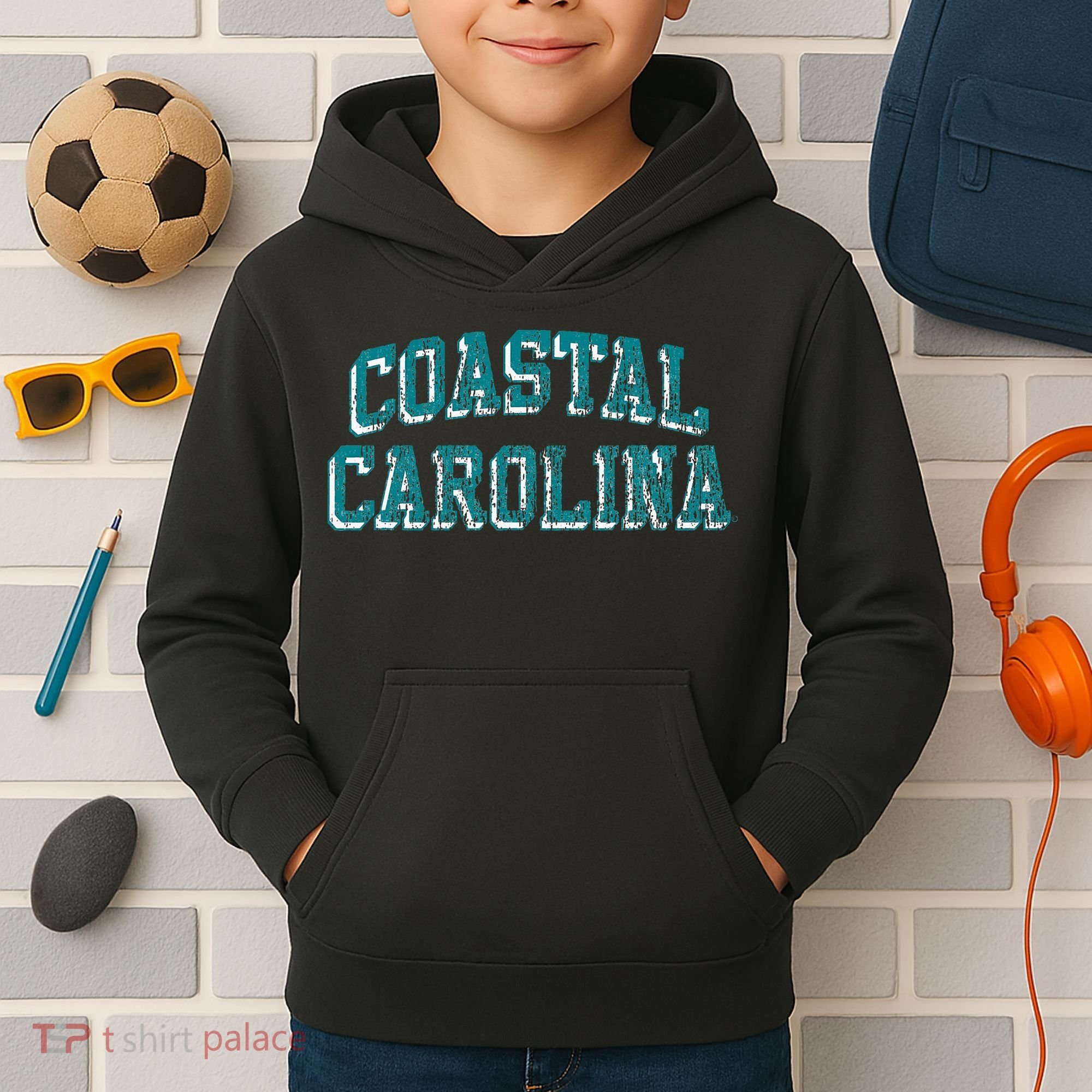 Coastal Carolina Chanticleers Retro Arch Logo Kids Hoodie