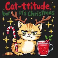 Cat-titude Christmas Cat Grumpy Cattitude Meme Women's Sweatshirt thumb 2