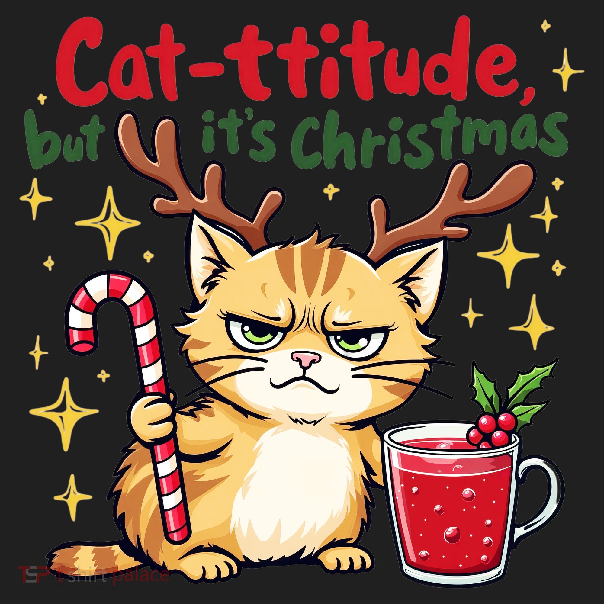 Cat-titude Christmas Cat Grumpy Cattitude Meme Women's Sweatshirt