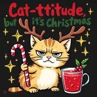 Cat-titude Christmas Cat Grumpy Cattitude Meme Toddler Hoodie thumb 2