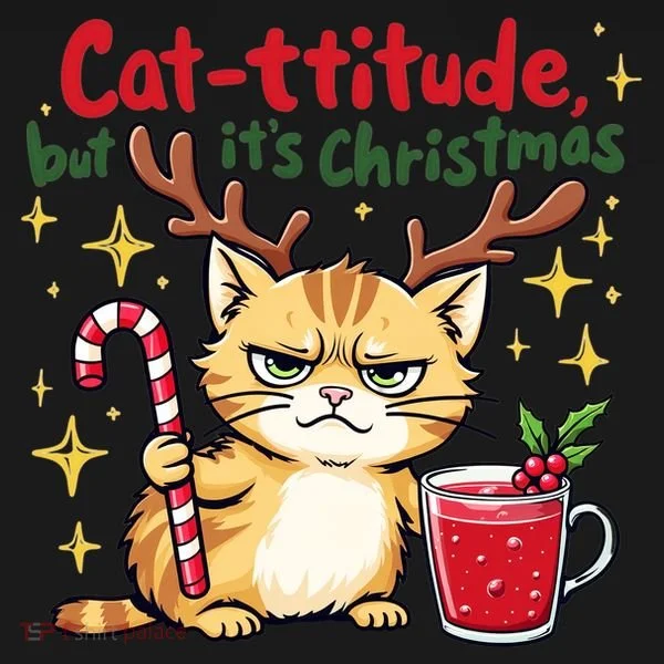Cat-titude Christmas Cat Grumpy Cattitude Meme Toddler Hoodie