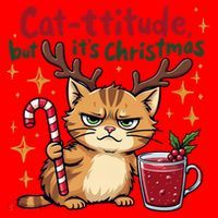 Cat-titude Christmas Cat Grumpy Cattitude Meme Santa Hat thumb 1