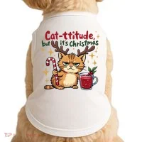 Cat-titude Christmas Cat Grumpy Cattitude Meme Doggie Tank thumb 0
