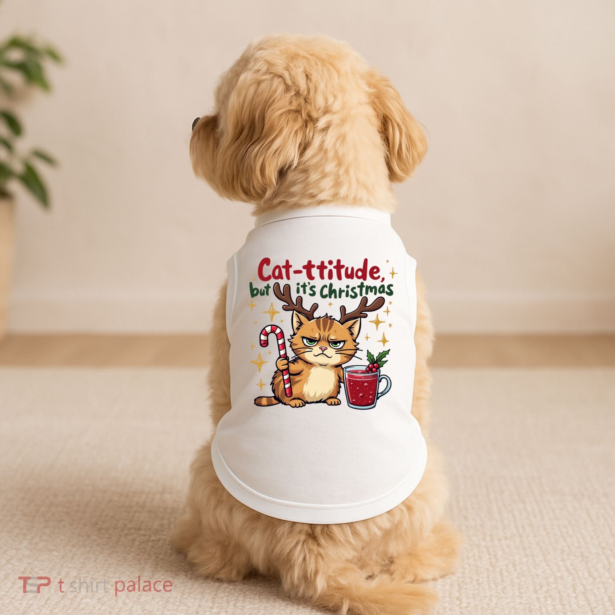 Cat-titude Christmas Cat Grumpy Cattitude Meme Doggie Tank