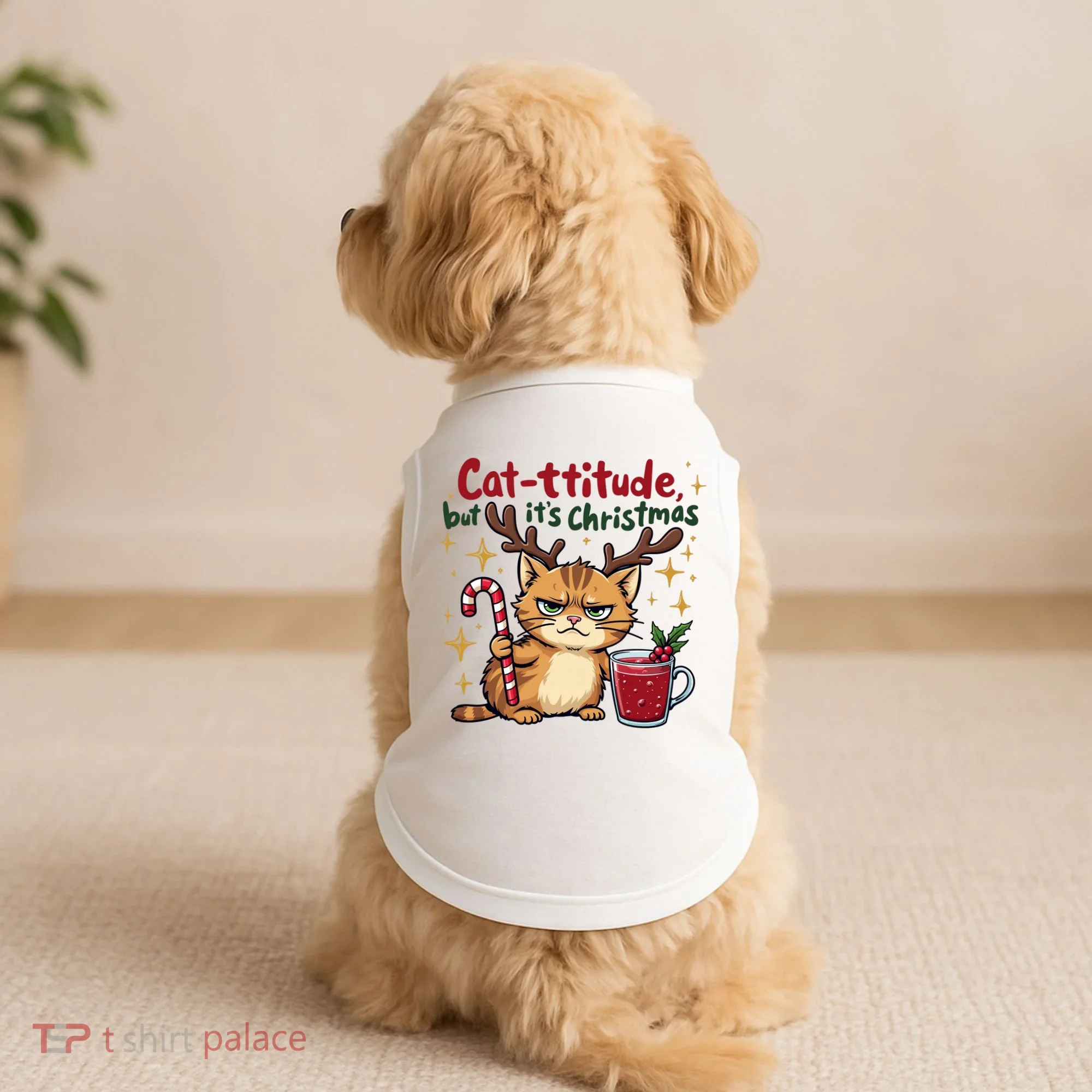 Cat-titude Christmas Cat Grumpy Cattitude Meme Doggie Tank