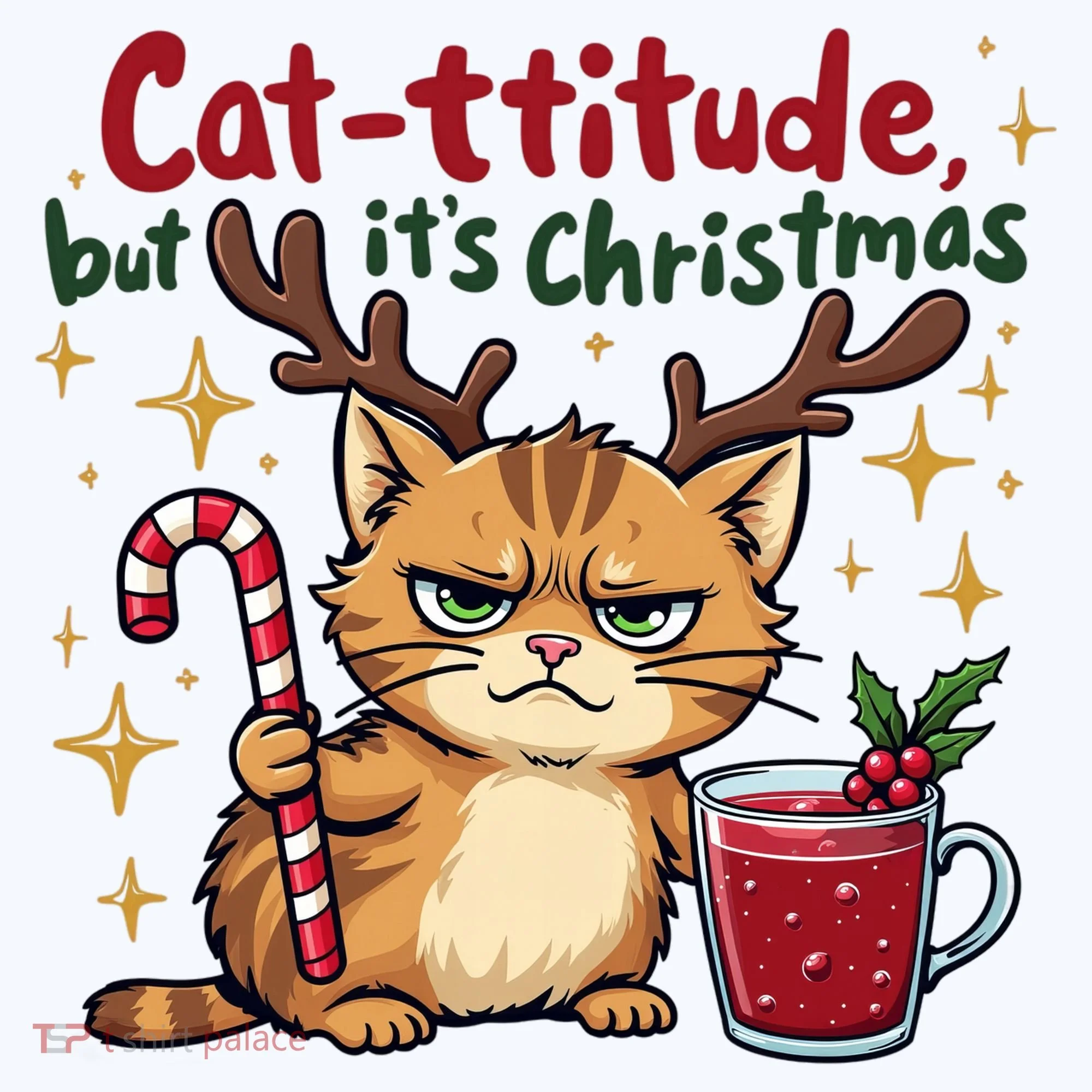 Cat-titude Christmas Cat Grumpy Cattitude Meme Doggie Tank
