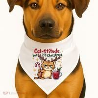 Cat-titude Christmas Cat Grumpy Cattitude Meme USA-Made Doggie Bandana thumb 1