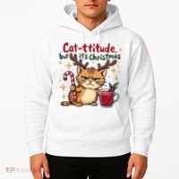 Cat-titude Christmas Cat Grumpy Cattitude Meme Hoodie thumb 2