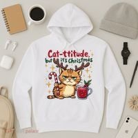 Cat-titude Christmas Cat Grumpy Cattitude Meme Hoodie thumb 3