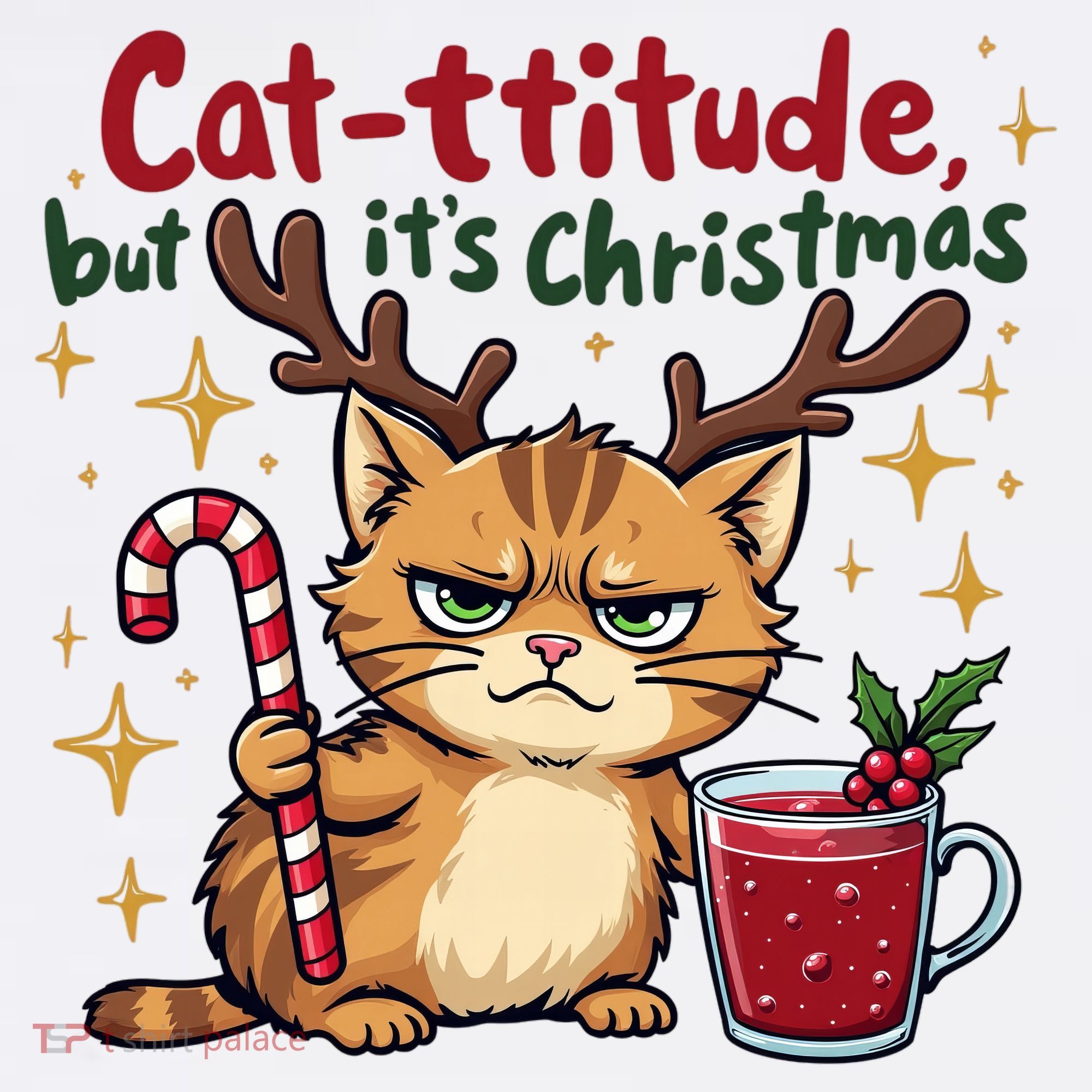 Cat-titude Christmas Cat Grumpy Cattitude Meme Sweatshirt