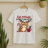 Cat-titude Christmas Cat Grumpy Cattitude Meme T-Shirt thumb 2