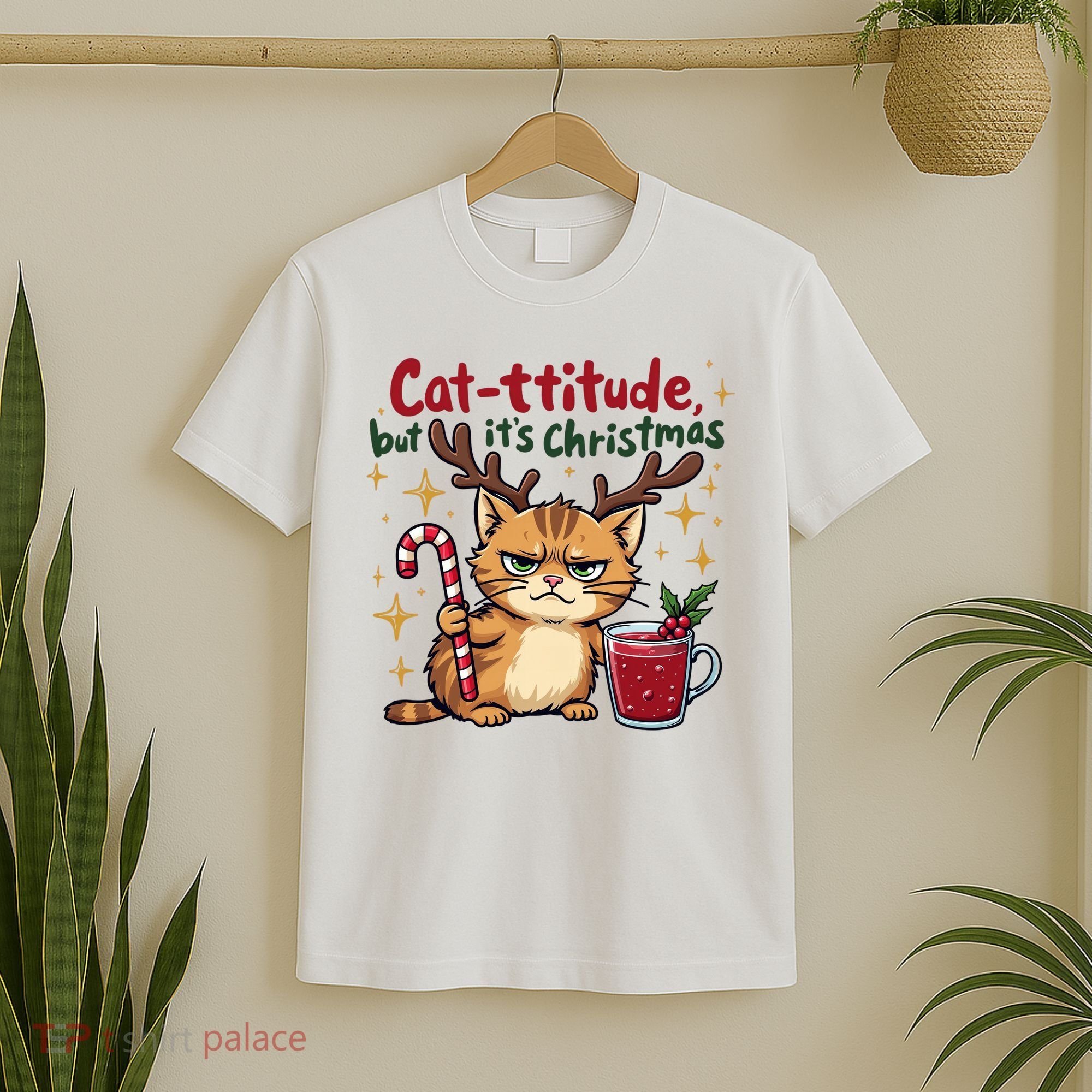 Cat-titude Christmas Cat Grumpy Cattitude Meme T-Shirt