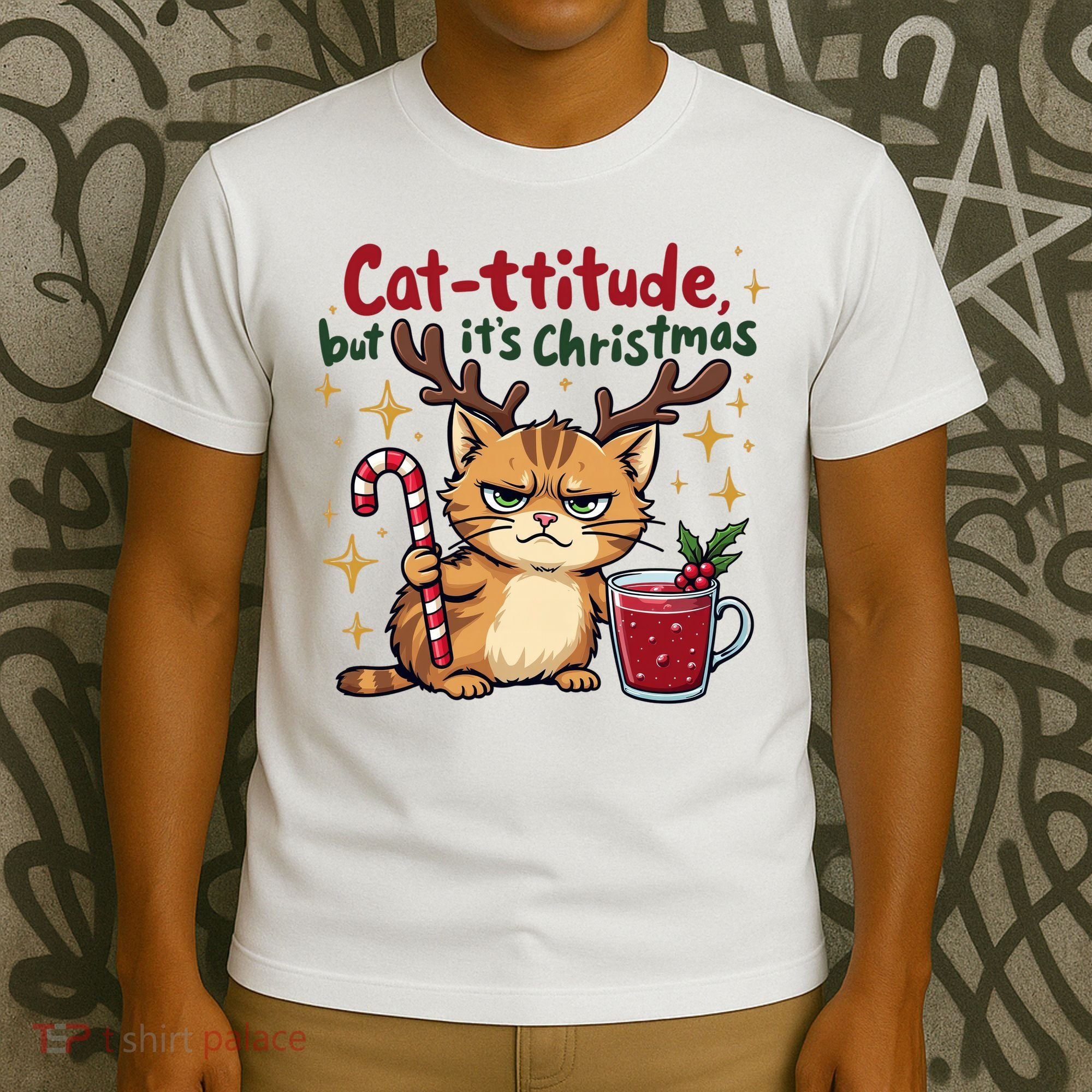 Cat-titude Christmas Cat Grumpy Cattitude Meme T-Shirt