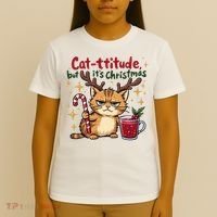 Cat-titude Christmas Cat Grumpy Cattitude Meme T-Shirt thumb 4