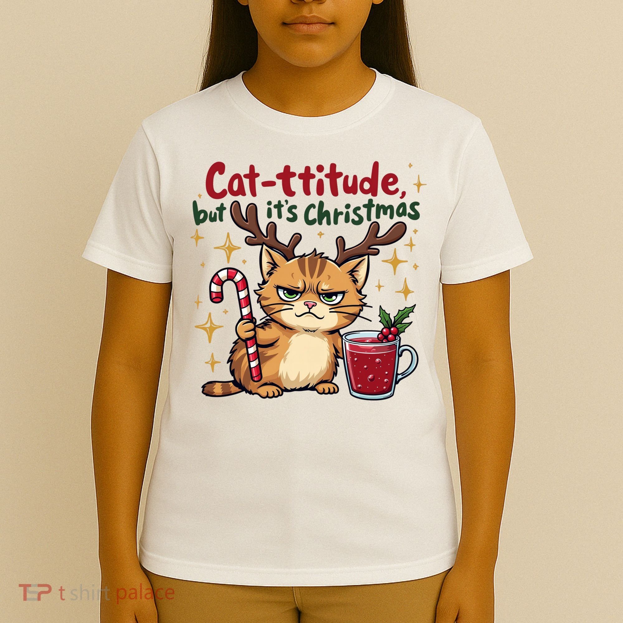 Cat-titude Christmas Cat Grumpy Cattitude Meme T-Shirt